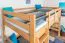 Loft bed "Easy Premium Line" K23/n, solid beech wood natural lacquered, divisible - mattress base: 120 x 190 cm