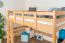 Loft bed 140 x 200 cm "Easy Premium Line" K23/n, solid beech wood natural lacquered, divisible