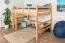 Loft bed 140 x 200 cm "Easy Premium Line" K23/n, solid beech wood natural lacquered, divisible