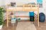 Loft bed 140 x 200 cm "Easy Premium Line" K23/n, solid beech wood natural lacquered, divisible