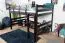 Loft bed 140 x 200 cm "Easy Premium Line" K23/n, solid beech wood chocolate brown lacquered, divisible