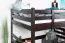 Loft bed 140 x 200 cm "Easy Premium Line" K23/n, solid beech wood chocolate brown lacquered, divisible