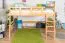 Loft bed 160 x 190 cm for adults "Easy Premium Line" K23/n, solid beech wood natural lacquered, divisible