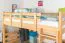 Loft bed 160 x 190 cm for adults "Easy Premium Line" K23/n, solid beech wood natural lacquered, divisible