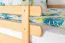 Loft bed 160 x 190 cm for adults "Easy Premium Line" K23/n, solid beech wood natural lacquered, divisible