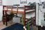 Loft bed 160 x 200 cm "Easy Premium Line" K23/n, solid beech wood dark brown lacquered, divisible