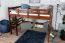 Loft bed 160 x 200 cm "Easy Premium Line" K23/n, solid beech wood dark brown lacquered, divisible
