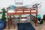Loft bed 160 x 200 cm "Easy Premium Line" K23/n, solid beech wood dark brown lacquered, divisible