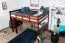 Loft bed 160 x 200 cm "Easy Premium Line" K23/n, solid beech wood dark brown lacquered, divisible