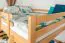 Loft bed 160 x 200 cm for adults "Easy Premium Line" K23/n, solid beech wood natural lacquered, divisible