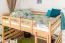Loft bed 160 x 200 cm for adults "Easy Premium Line" K23/n, solid beech wood natural lacquered, divisible