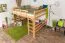 Loft bed 160 x 200 cm for adults "Easy Premium Line" K23/n, solid beech wood natural lacquered, divisible