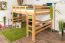 Loft bed 160 x 200 cm for adults "Easy Premium Line" K23/n, solid beech wood natural lacquered, divisible