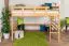 Loft bed 160 x 200 cm for adults "Easy Premium Line" K23/n, solid beech wood natural lacquered, divisible