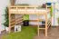 Loft bed 160 x 200 cm for adults "Easy Premium Line" K23/n, solid beech wood natural lacquered, divisible