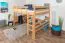 Loft bed 160 x 200 cm "Easy Premium Line" K23/n, solid beech wood natural lacquered, divisible