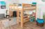 Loft bed 160 x 200 cm "Easy Premium Line" K23/n, solid beech wood natural lacquered, divisible