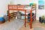 Loft bed 160 x 200 cm "Easy Premium Line" K23/n, solid beech wood cherry-colored lacquered, divisible