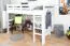 Loft bed for adults "Easy Premium Line" K23/n, solid beech wood, white lacquered, divisible - mattress base: 120 x 190 cm