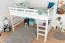 Loft bed 140 x 190 cm for adults "Easy Premium Line" K23/n, solid beech wood, White lacquered, convertible