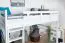 Loft bed 160 x 190 cm "Easy Premium Line" K23/n, solid beech wood white lacquered, divisible