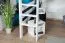 Loft bed 160 x 190 cm "Easy Premium Line" K23/n, solid beech wood white lacquered, divisible
