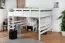 Loft bed 160 x 200 cm for adults "Easy Premium Line" K23/n, solid beech wood white lacquered, divisible