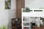 Loft bed 160 x 200 cm for adults "Easy Premium Line" K23/n, solid beech wood white lacquered, divisible