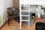 Loft bed 160 x 200 cm for adults "Easy Premium Line" K23/n, solid beech wood white lacquered, divisible