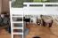 Loft bed 160 x 200 cm for adults "Easy Premium Line" K23/n, solid beech wood white lacquered, divisible