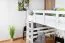 Loft bed 160 x 200 cm for adults "Easy Premium Line" K23/n, solid beech wood white lacquered, divisible