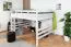 Loft bed 160 x 200 cm for adults "Easy Premium Line" K23/n, solid beech wood, White lacquered, convertible