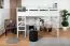 Loft bed 160 x 200 cm for adults "Easy Premium Line" K23/n, solid beech wood white lacquered, divisible
