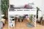 Loft bed 160 x 200 cm "Easy Premium Line" K23/n, solid beech wood white lacquered, divisible