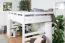 Loft bed 160 x 200 cm "Easy Premium Line" K23/n, solid beech wood white lacquered, divisible