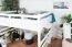 Loft bed 160 x 200 cm "Easy Premium Line" K23/n, solid beech wood white lacquered, divisible