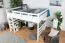 Loft bed 160 x 200 cm "Easy Premium Line" K23/n, solid beech wood white lacquered, divisible