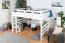 Loft bed 160 x 200 cm "Easy Premium Line" K23/n, solid beech wood white lacquered, divisible