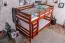Bunk bed 120 x 200 cm "Easy Premium Line" K24/n, head and footboard straight, solid beech wood cherry lacquered, convertible