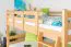 Bunk bed 140 x 190 cm for adults "Easy Premium Line" K24/n, head and footboard straight, solid beech wood, natural lacquered, convertible