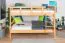 Bunk bed 160 x 190 cm for adults "Easy Premium Line" K24/n, head and footboard straight, solid beech wood, natural lacquered, convertible