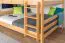Bunk bed 160 x 190 cm for adults "Easy Premium Line" K24/n, head and footboard straight, solid beech wood, natural lacquered, convertible