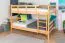 Bunk bed 160 x 190 cm for adults "Easy Premium Line" K24/n, head and footboard straight, solid beech wood, natural lacquered, convertible