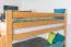 Bunk bed 160 x 190 cm for adults "Easy Premium Line" K24/n, head and footboard straight, solid beech wood, natural lacquered, convertible