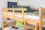 Bunk bed 160 x 190 cm for adults "Easy Premium Line" K24/n, head and footboard straight, solid beech wood, natural lacquered, convertible