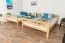 Bunk bed 160 x 190 cm for adults "Easy Premium Line" K24/n, head and footboard straight, solid beech wood, natural lacquered, convertible