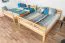 Bunk bed 160 x 190 cm for adults "Easy Premium Line" K24/n, head and footboard straight, solid beech wood, natural lacquered, convertible