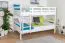 Bunk bed for adults "Easy Premium Line" K24/n, head and foot part straight, solid beech wood, White lacquered - Lying surface: 120 x 190 cm, convertible