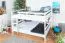 Bunk bed 140 x 200 cm for adults "Easy Premium Line" K24/n, headboard and footboard straight, solid beech wood, White lacquered, convertible