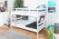 Bunk bed 140 x 200 cm for adults "Easy Premium Line" K24/n, headboard and footboard straight, solid beech wood, White lacquered, convertible